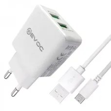 Мережевий зарядний пристрій EVOC 2USB Travel Charger 2.4A (3204M) + Micro USB White