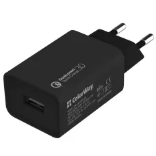 Мережевий зарядний пристрій ColorWay 1USB QC 3.0 18W Black