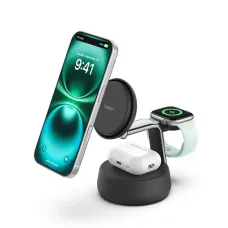 Бездротовий зарядний пристрій Belkin UltraCharge Pro 3-in-1 Magnetic 25W Charcoal (WIZ040KQCH)