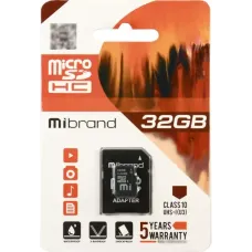 Карта пам'яті Mibrand microSDHC (UHS-1 U3) 32Gb class 10 (adapter SD) (MICDHU3/32GB-A)